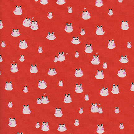 Cotton & Steel - Front Yard - Frogs - Red