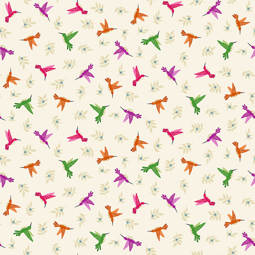 Makower UK - Jewel Tones - Hummingbird - Cream