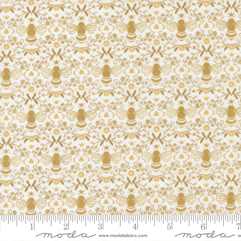 Moda - Sweetfire Road - Midnight in the Garden - Honeybee Toile - Gold on Mist