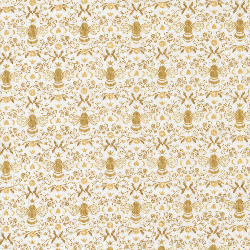 Moda - Sweetfire Road - Midnight in the Garden - Honeybee Toile - Gold on Mist