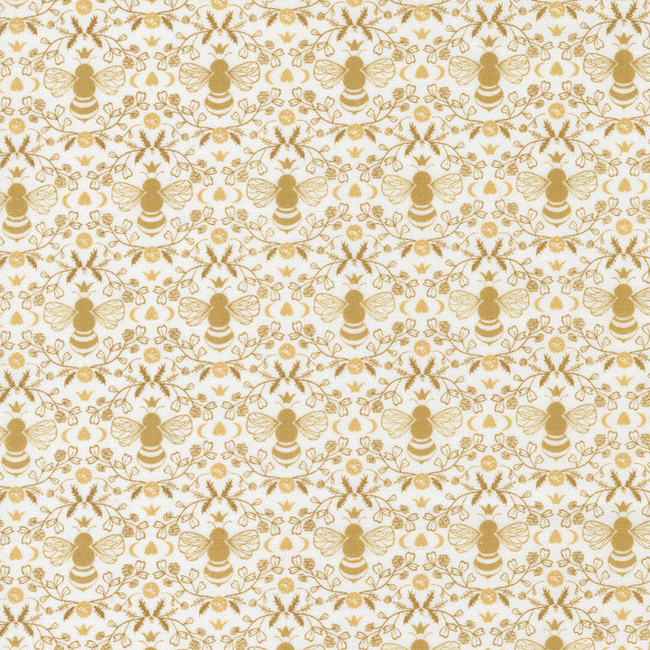 Moda - Sweetfire Road - Midnight in the Garden - Honeybee Toile - Gold on Mist