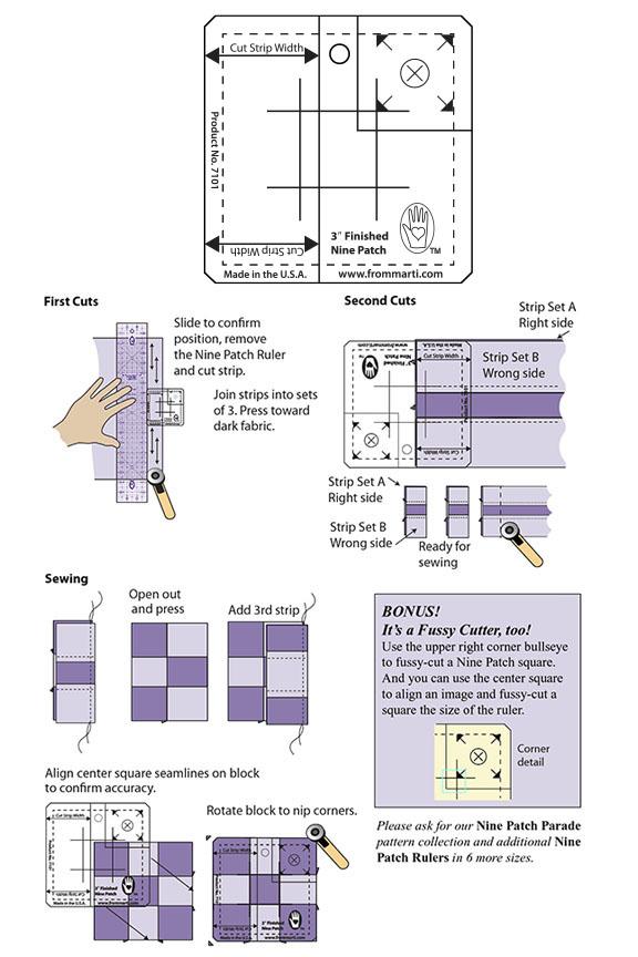 Nine Patch Ruler - Available in 7 Sizes - Marti Michell