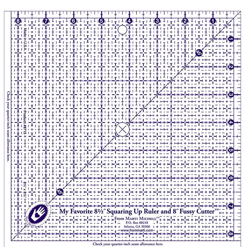 8.5" Squaring Up Ruler + 8" Fussy Cutter - Marti Michell