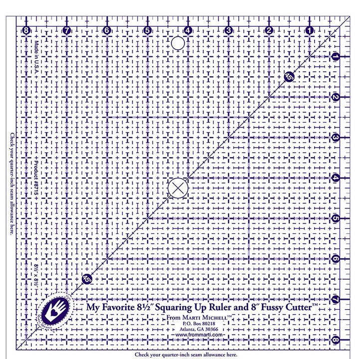 8.5" Squaring Up Ruler + 8" Fussy Cutter - Marti Michell