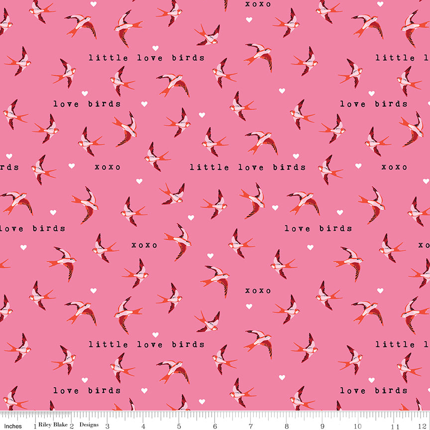 Riley Blake - Sending Love - Birds - Pink