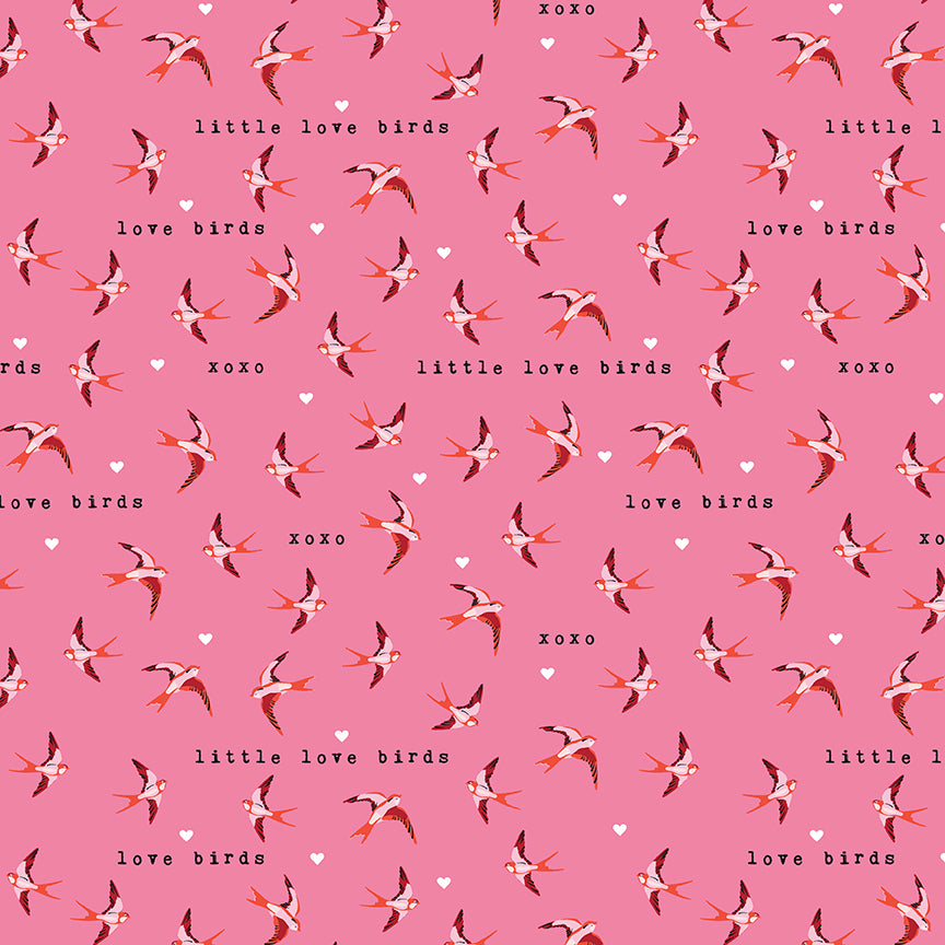Riley Blake - Sending Love - Birds - Pink
