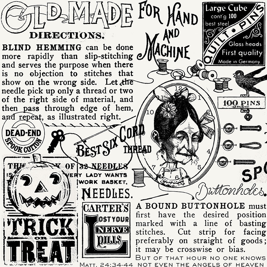 Riley Blake - Old Made - Text - Off-White