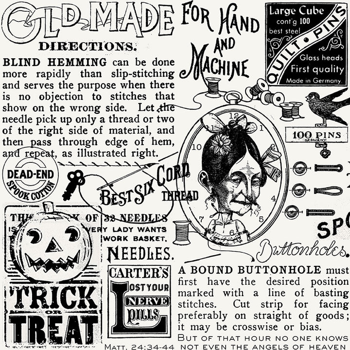 Riley Blake - Old Made - Text - Off-White