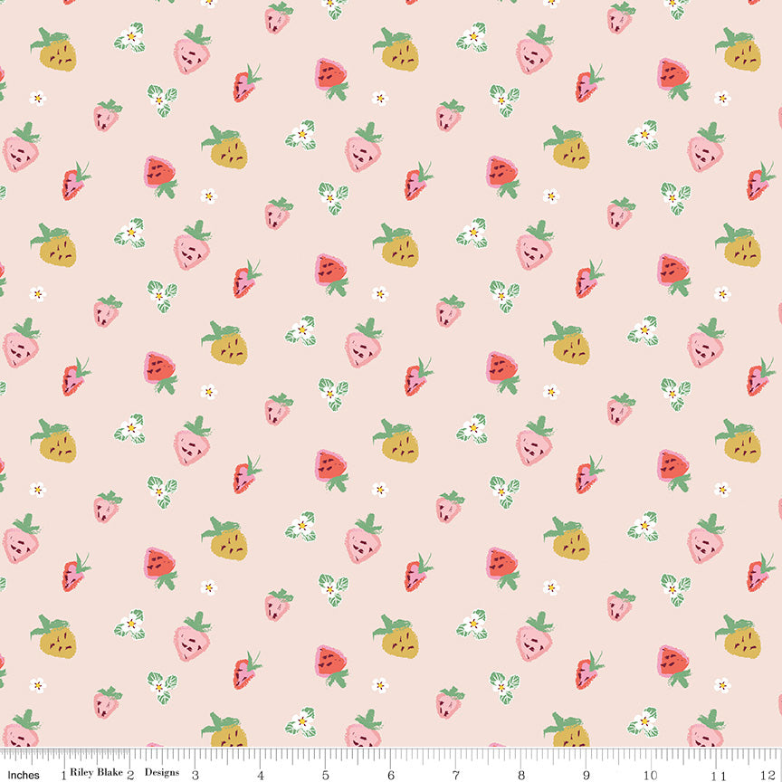 Riley Blake - MinkiKim - Misty Morning - Strawberries - Blush