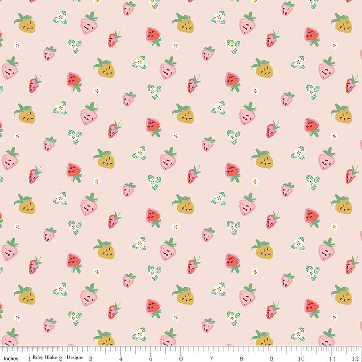 Riley Blake - MinkiKim - Misty Morning - Strawberries - Blush