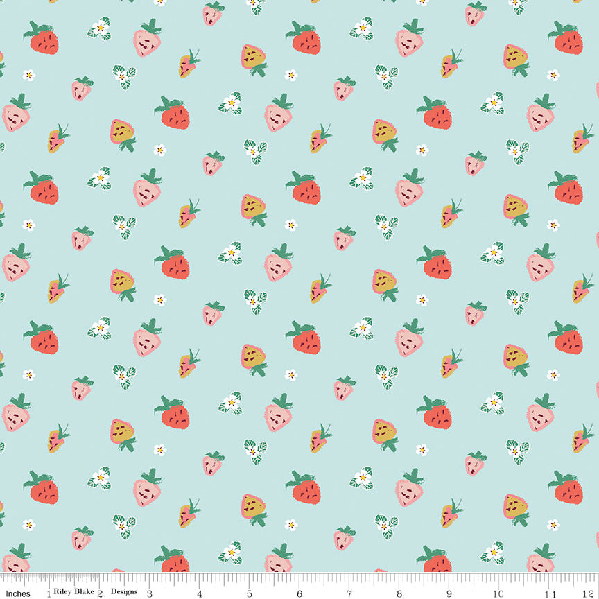 Riley Blake - MinkiKim - Misty Morning - Strawberries - Sky