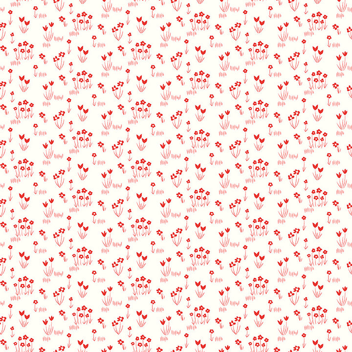 Riley Blake - Red Hot - Pieces from My Heart - Flower Garden - Cream