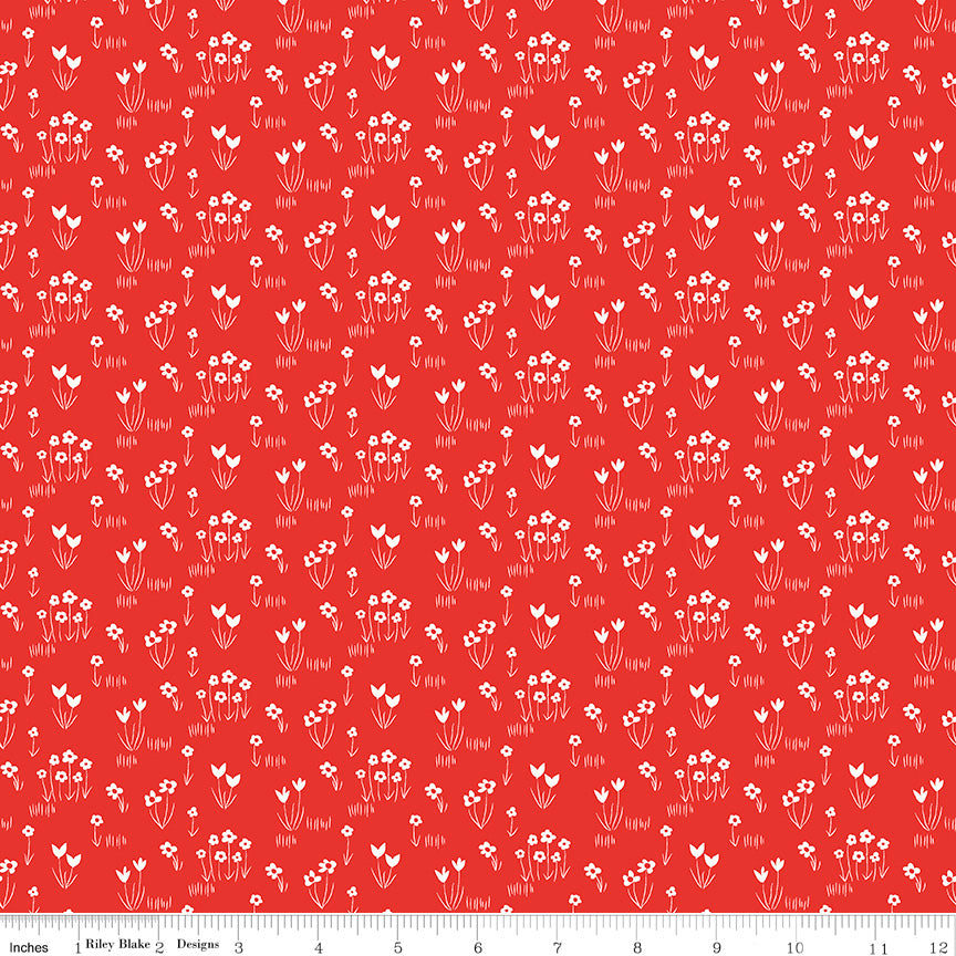 Riley Blake - Red Hot - Pieces from My Heart - Flower Garden - Red
