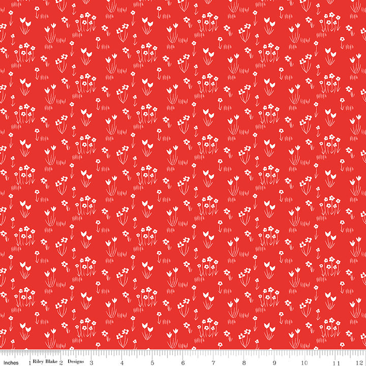 Riley Blake - Red Hot - Pieces from My Heart - Flower Garden - Red