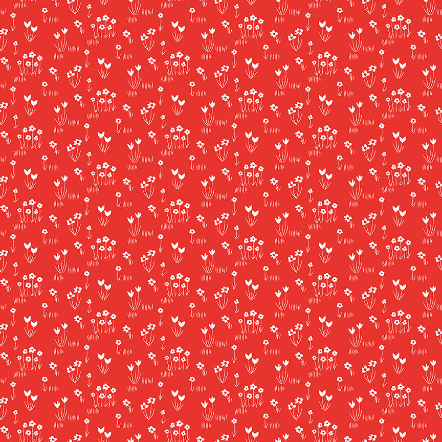 Riley Blake - Red Hot - Pieces from My Heart - Flower Garden - Red