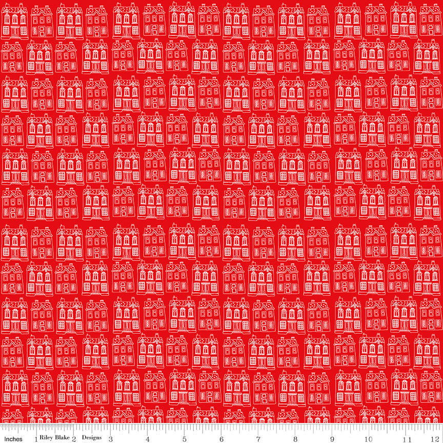 Riley Blake - Red Hot - Simple Simon & Co. - Houses - Red