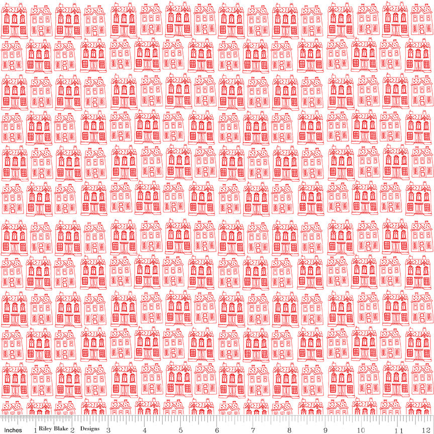 Riley Blake - Red Hot - Simple Simon & Co. - Houses - White