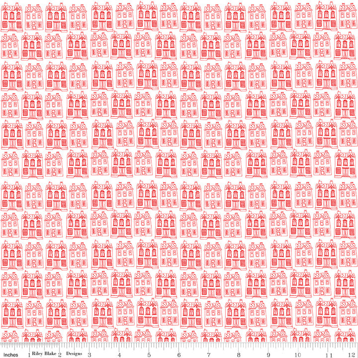 Riley Blake - Red Hot - Simple Simon & Co. - Houses - White