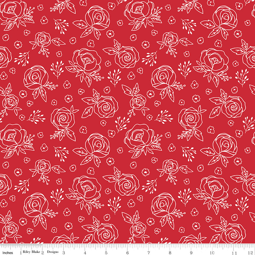 Riley Blake - Red Hot - Hello Melly Designs - Roses - Red