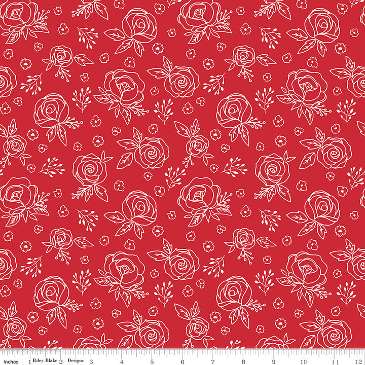 Riley Blake - Red Hot - Hello Melly Designs - Roses - Red
