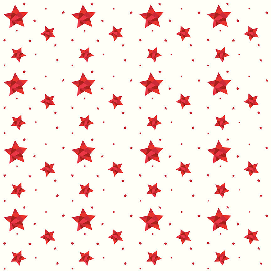 Riley Blake - Red Hot - Quiet Play - Geo Stars - Cream