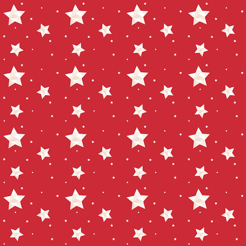 Riley Blake - Red Hot - Quiet Play - Geo Stars - Red