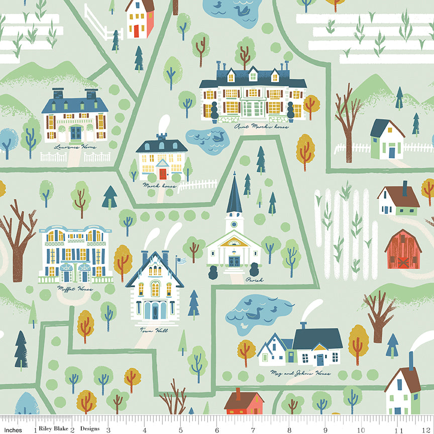 Riley Blake - Jill Howarth - Little Women - Map - Light Green