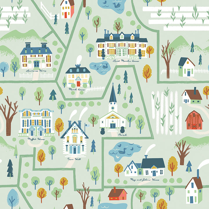 Riley Blake - Jill Howarth - Little Women - Map - Light Green
