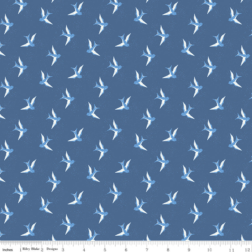 Riley Blake - Christopher Thompson - Blue Jean - Bird - Denim