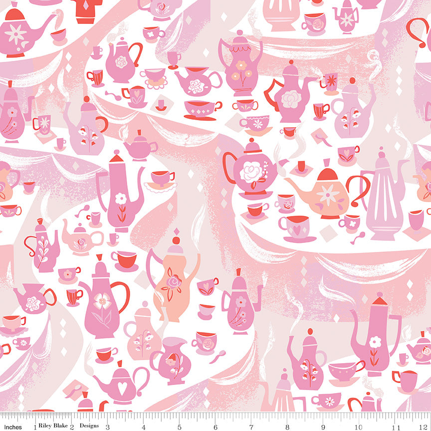 Riley Blake - Jill Howarth - Down the Rabbit Hole - Tea Party - White