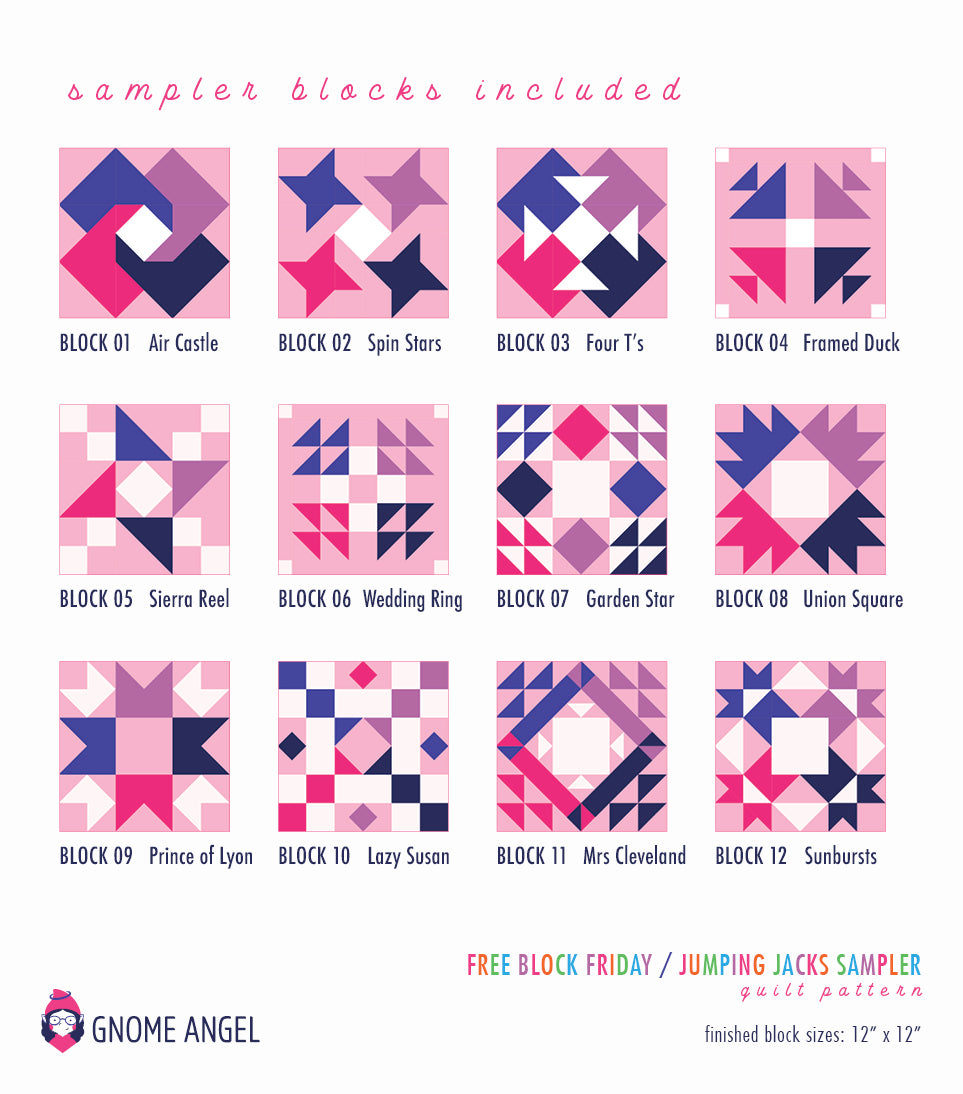PATTERN: Jumping Jack Sampler - Free Block Friday Series - PDF