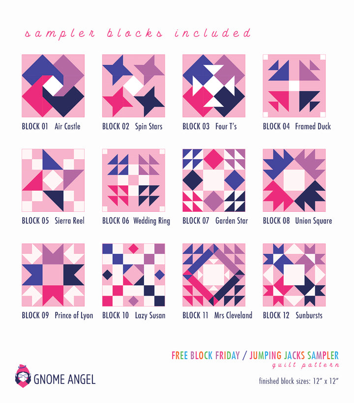 PATTERN: Jumping Jack Sampler - Free Block Friday Series - PDF