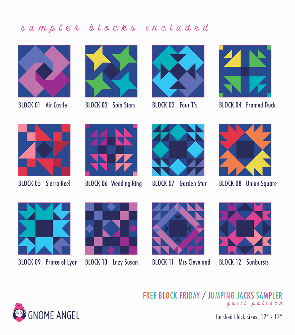 PATTERN: Jumping Jack Sampler - Free Block Friday Series - PDF