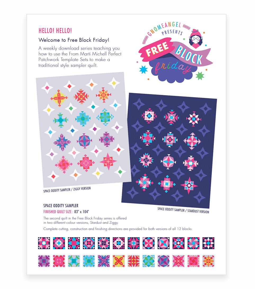 PATTERN: Space Oddity Sampler - Free Block Friday Series