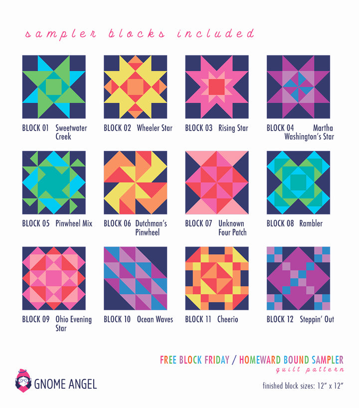 PATTERN: Homeward Bound Sampler - Free Block Friday Series