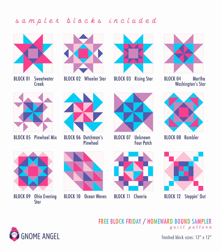 PATTERN: Homeward Bound Sampler - Free Block Friday Series
