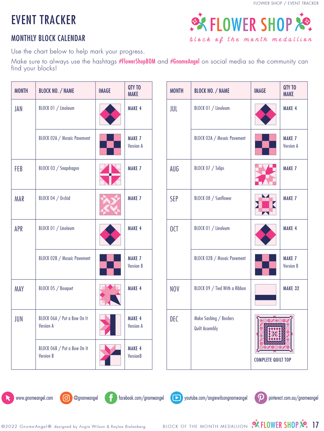 2023 BLOCK OF THE MONTH: Flower Shop - PDF DIGITAL PATTERN