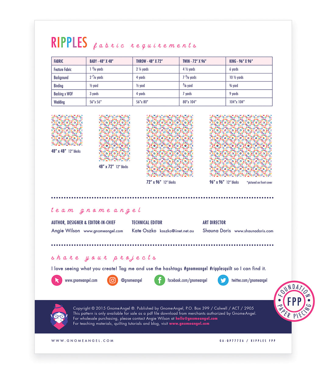 PATTERN: Ripples: Single Block Quilt