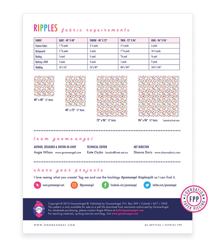PATTERN: Ripples: Single Block Quilt