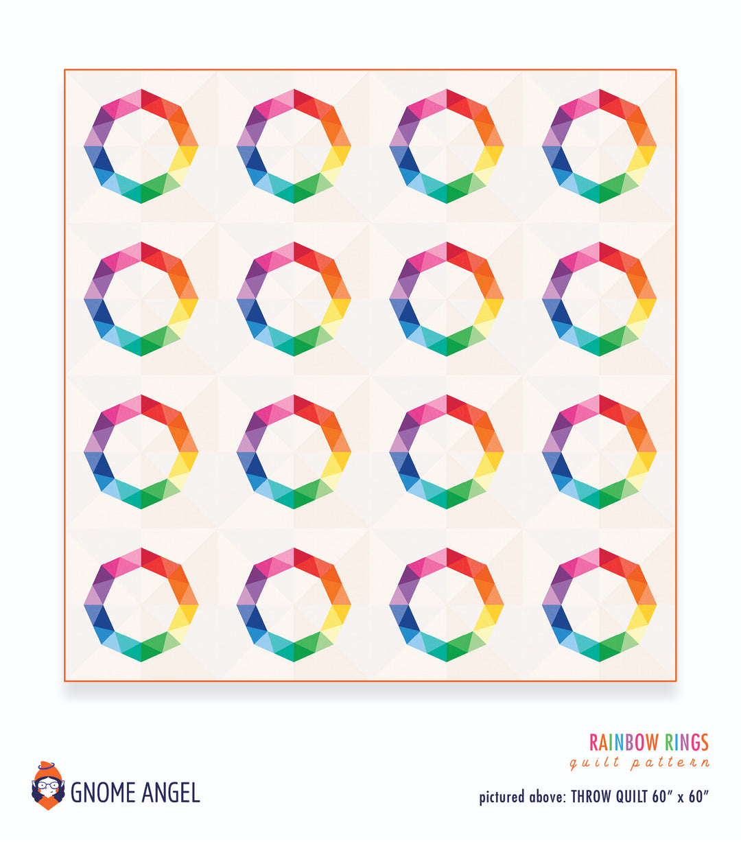 PATTERN: Rainbow Rings: Single Block Quilt with Pincushion and Cushion