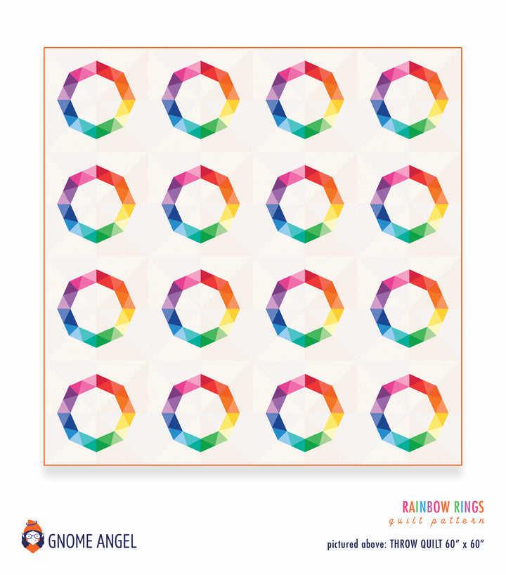 PATTERN: Rainbow Rings: Single Block Quilt with Pincushion and Cushion