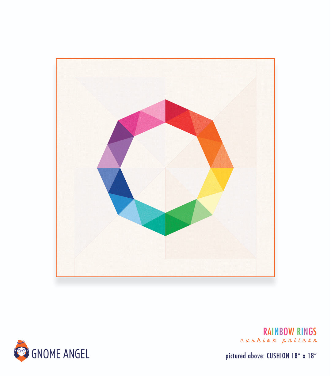 PATTERN: Rainbow Rings: Single Block Quilt with Pincushion and Cushion