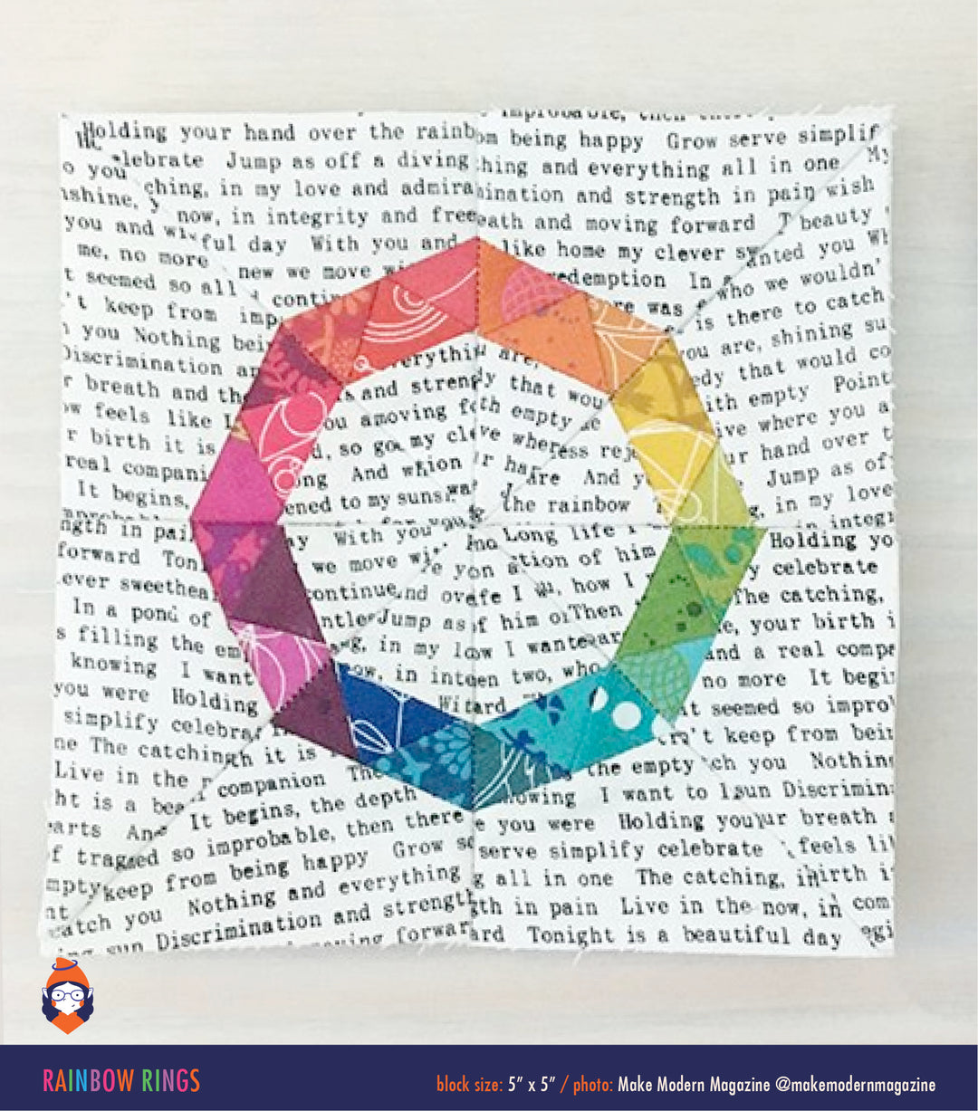 PATTERN: Rainbow Rings: Single Block Quilt with Pincushion and Cushion