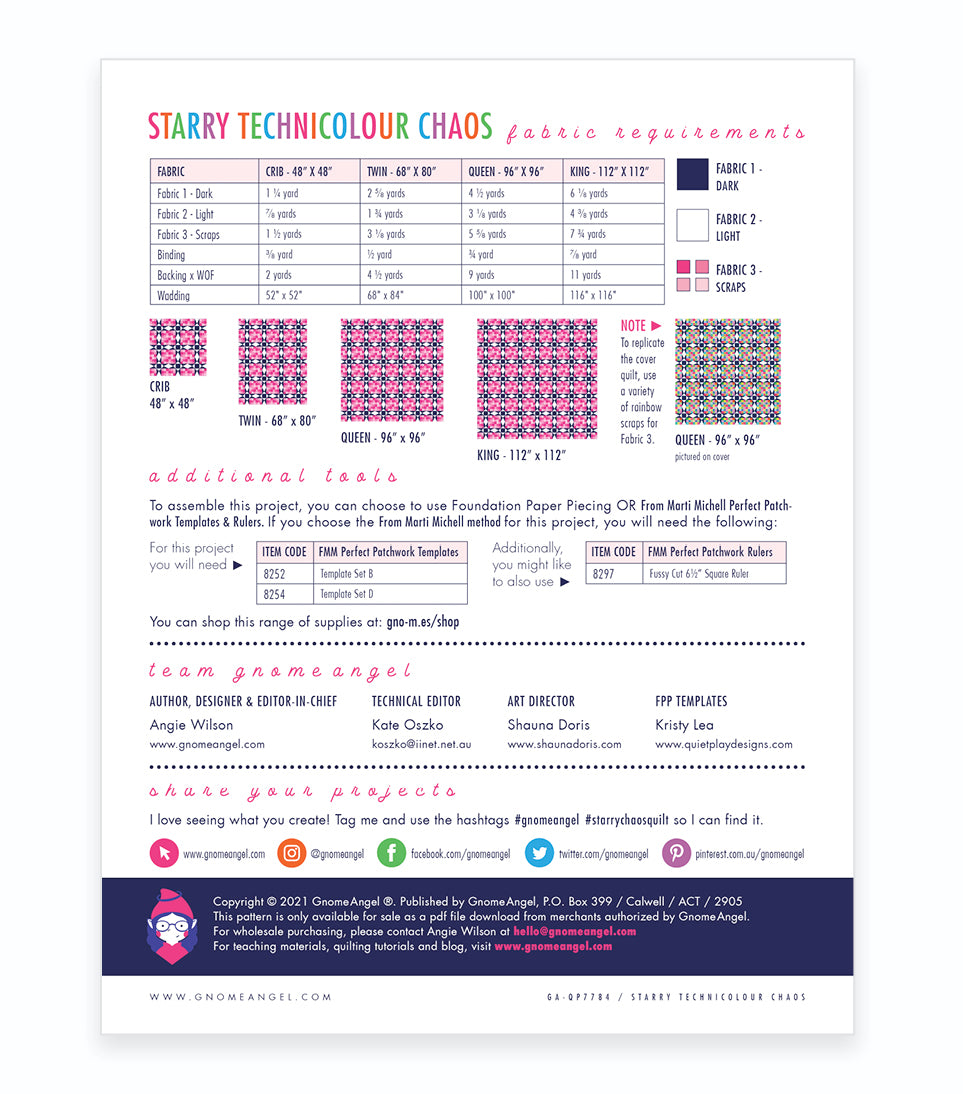 PATTERN: Starry Technicolour Chaos Quilt Pattern