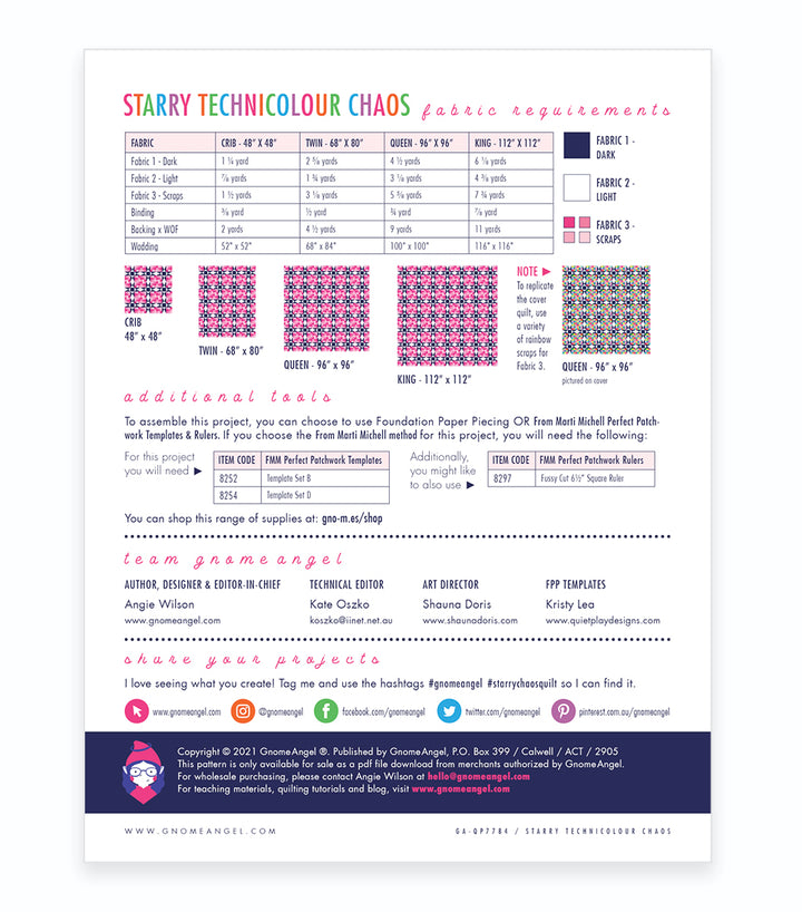 PATTERN: Starry Technicolour Chaos Quilt Pattern