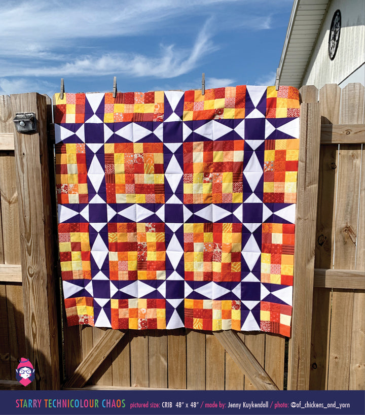 PATTERN: Starry Technicolour Chaos Quilt Pattern