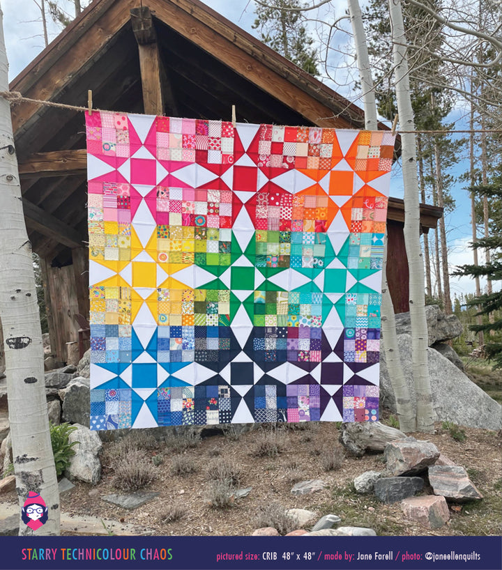 PATTERN: Starry Technicolour Chaos Quilt Pattern