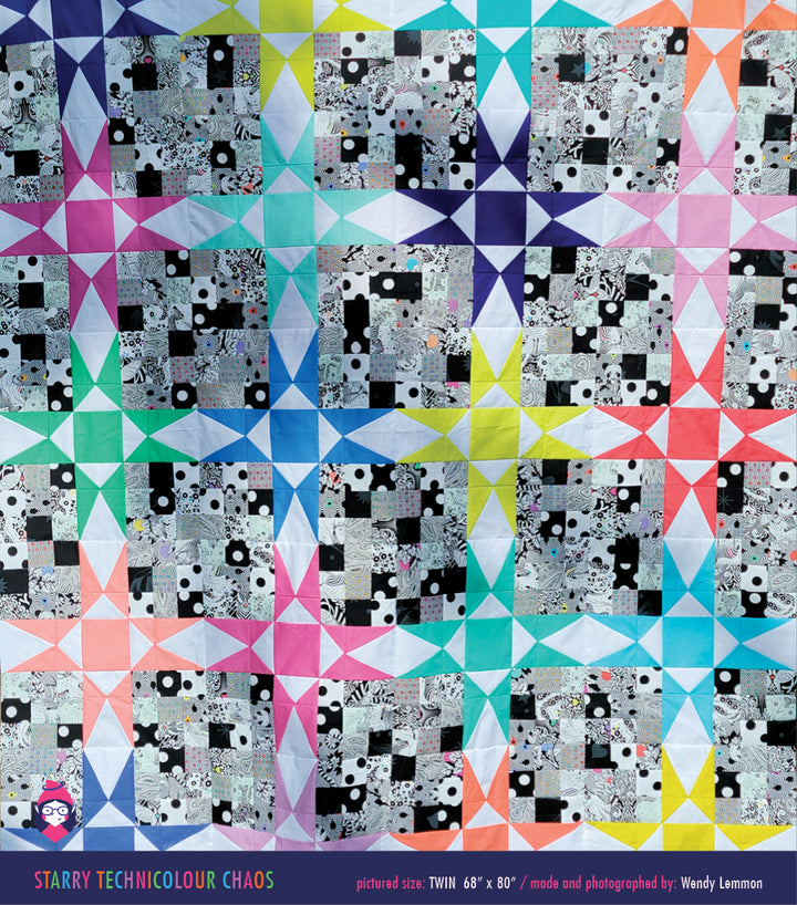 PATTERN: Starry Technicolour Chaos Quilt Pattern