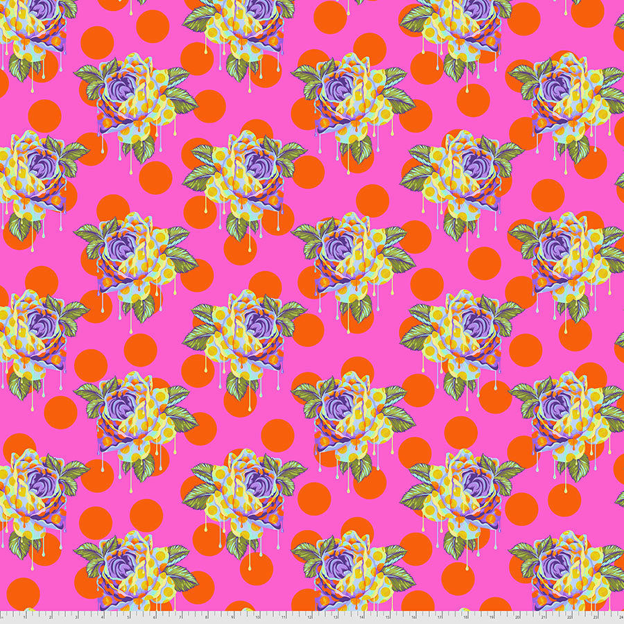 Free Spirit Fabrics - Tula Pink - Curiouser & Curiouser - Painted Roses - Daydream