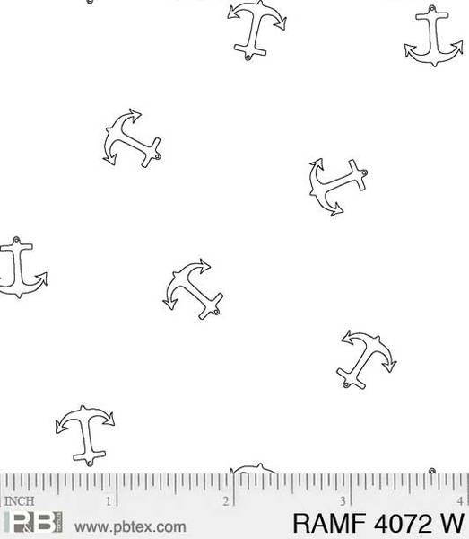 P&B Textiles - Ramblings Fun - White on White - Anchors